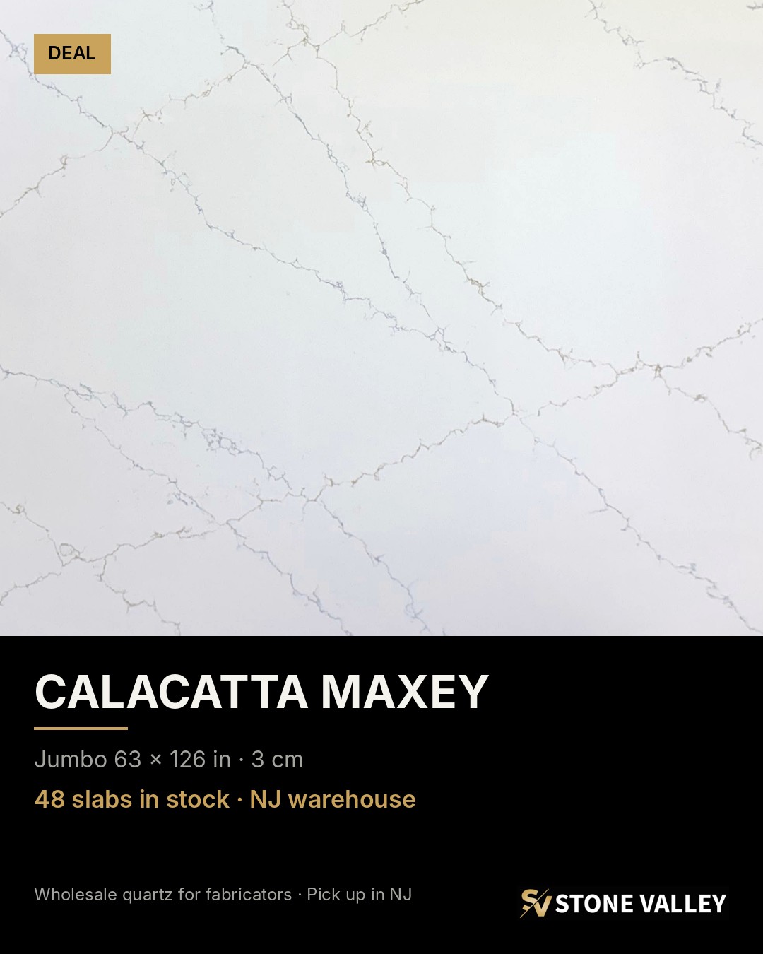 Calacatta Maxey quartz slab — Deals