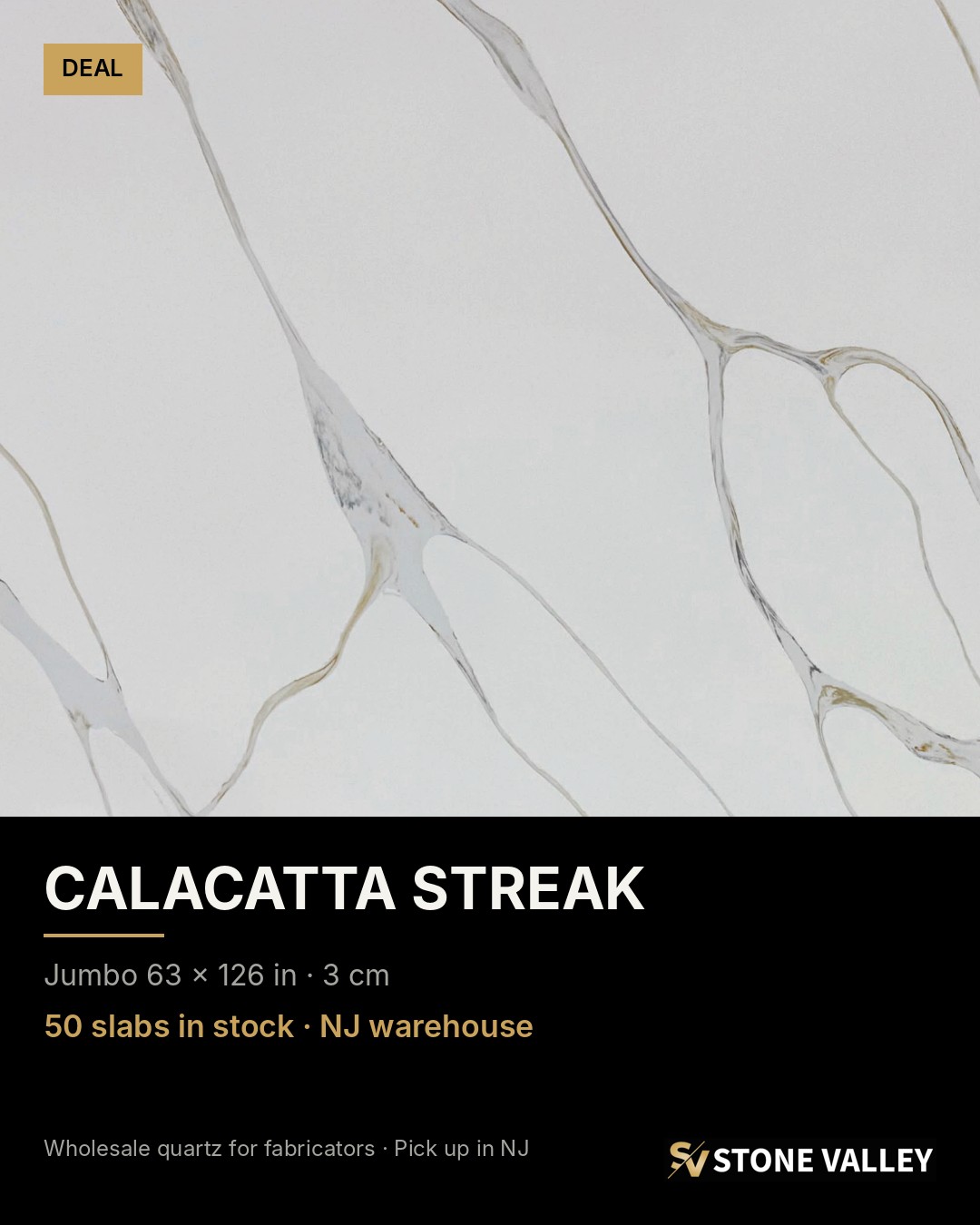 Calacatta Streak quartz slab — Deals