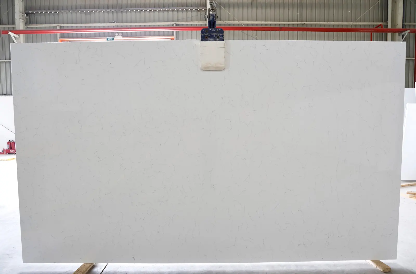 Close-up of Carrara White quartz surface and veining